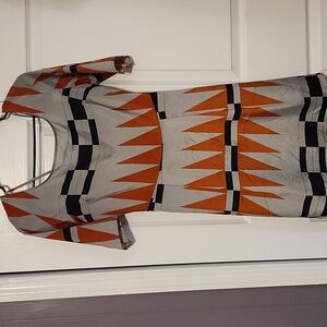 Addie Open Back Gray Orange and Black Dress Size Small
